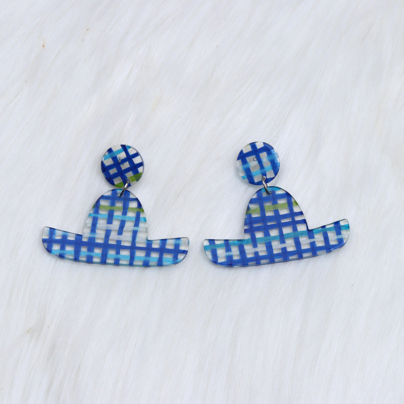 Wholesale Jelly Color Hat Canngue Acrylic Earrings
