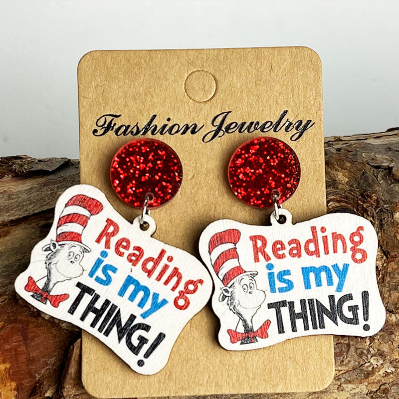 Wholesale Wood Printed Acrylic Fun Earrings