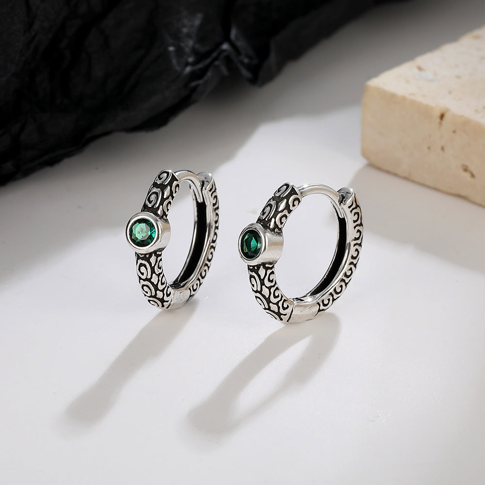 Wholesale Vintage Green Zirconia Copper Earrings