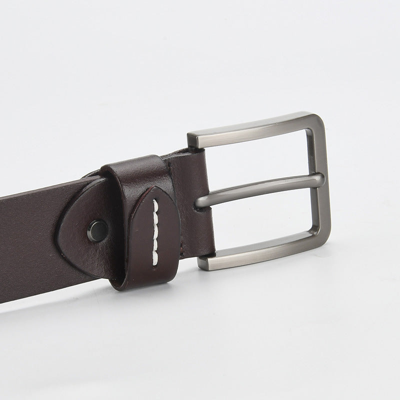 Wholesale Top-grain genuine leather men' s pin buckle casual belt