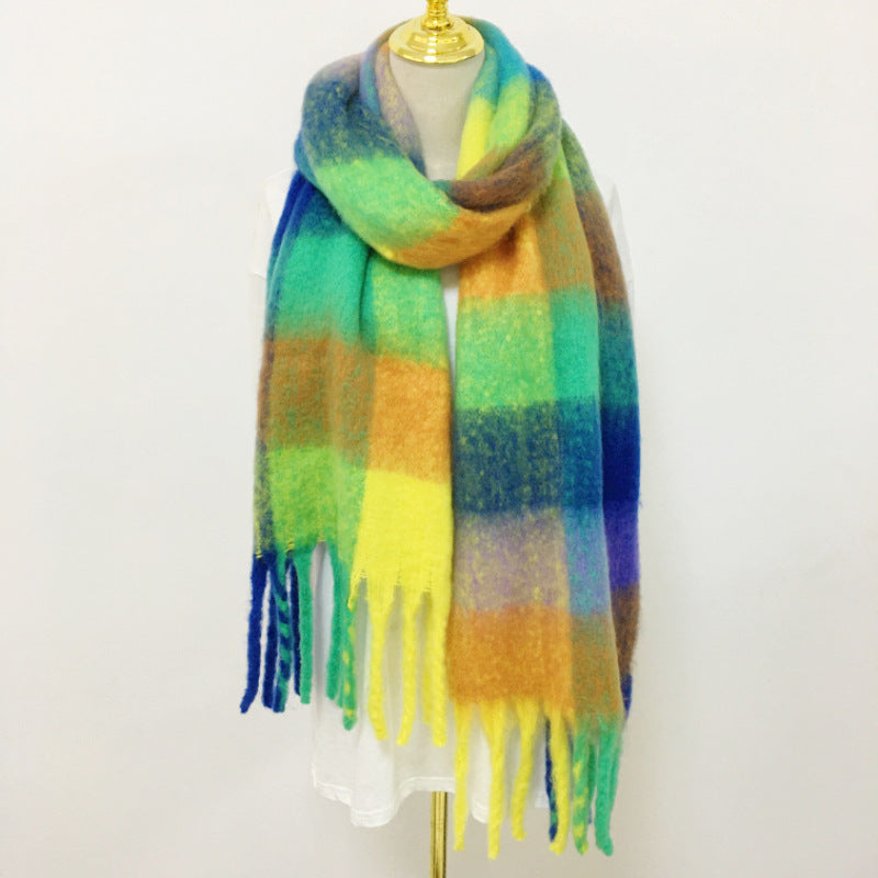 Wholesale Winter Polyester British Ac Rainbow Plaid Scarf