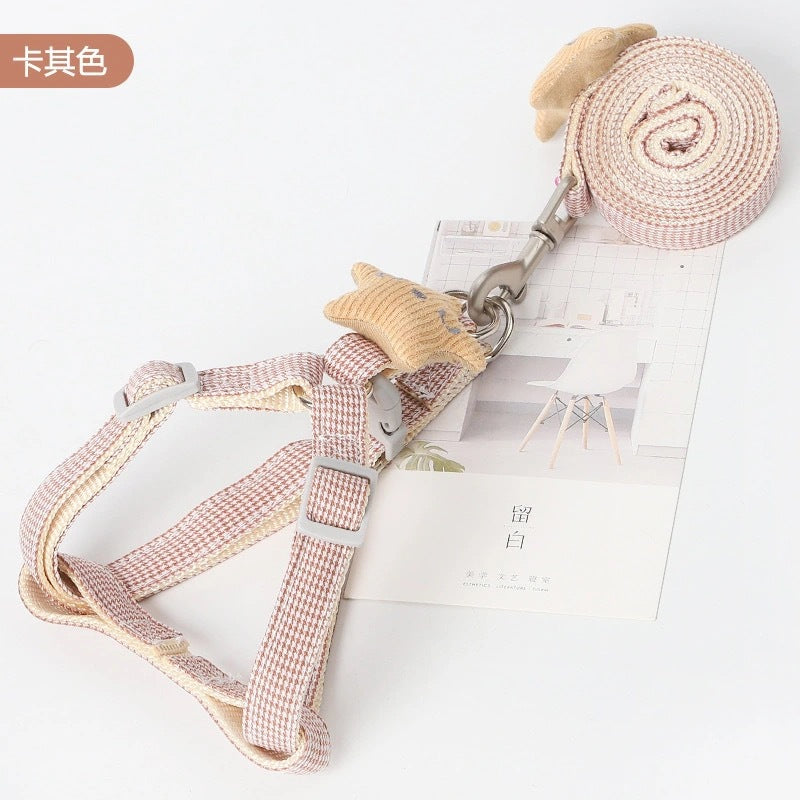Wholesale Pet Houndstooth Starfish Harness Leash