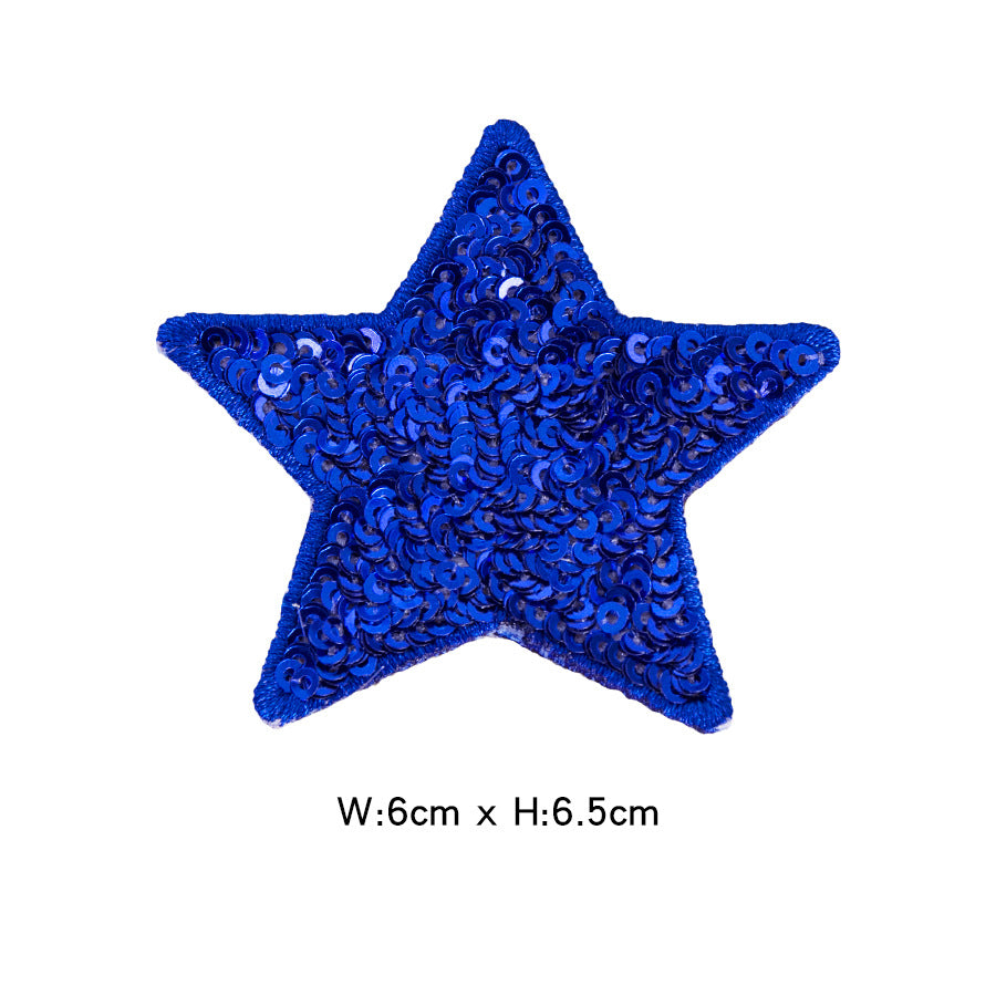 Wholesale Felt Sequined Five Point Star Patch Self Adhesive Applique For Clothing And Dance Costumes