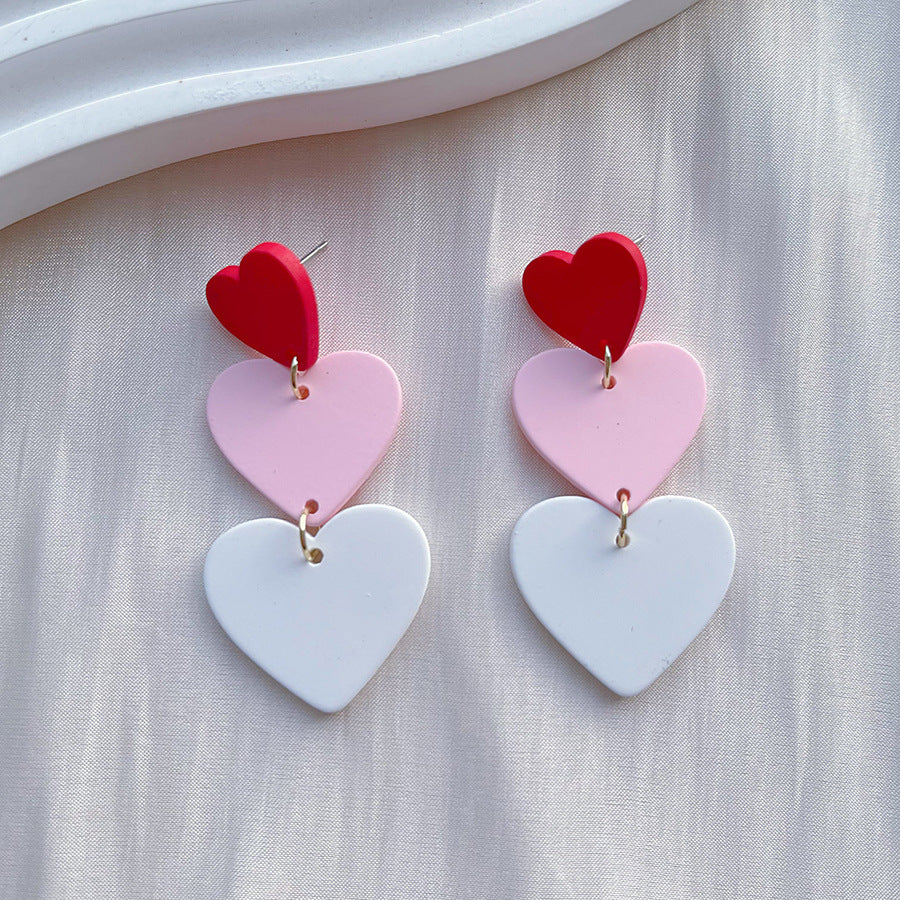 Wholesale Valentine' s Day Pink Irregular Love Acrylic Earrings