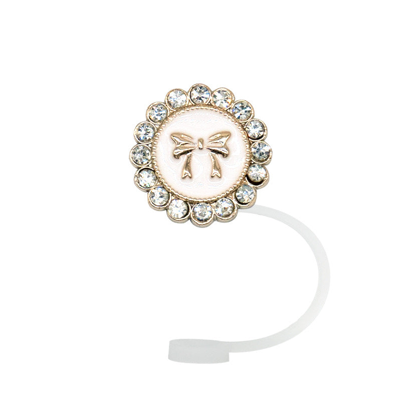 Wholesale 10pcs/packAcrylic Straw Cap Dust Plug Imitation Metal Shell