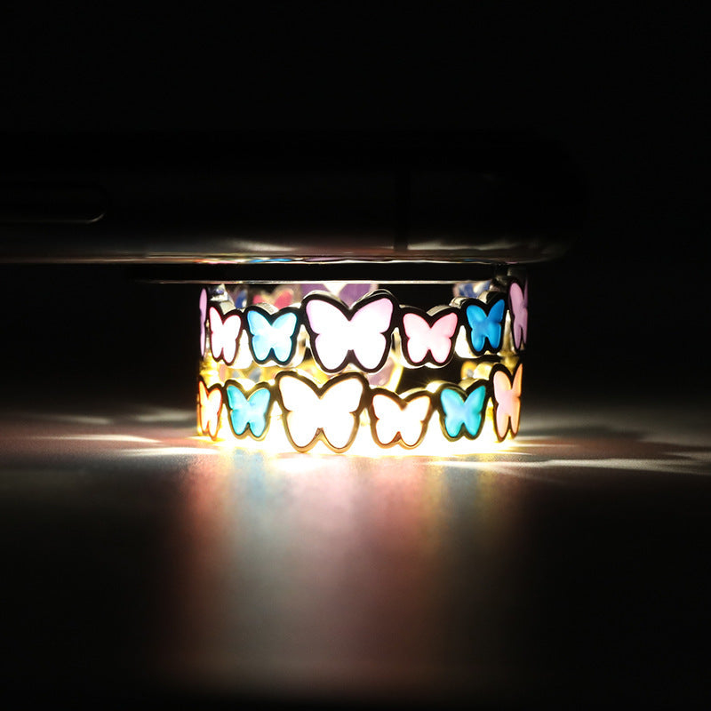 Wholesale Creative Butterfly Luminous Irregular Heart Brass Rings
