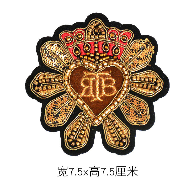 Wholesale Trendy Embroidered Beaded Bee Maple Leaf Shield Brooch Badge Pin For Women Clothing Bag Shoe Hat Decoration