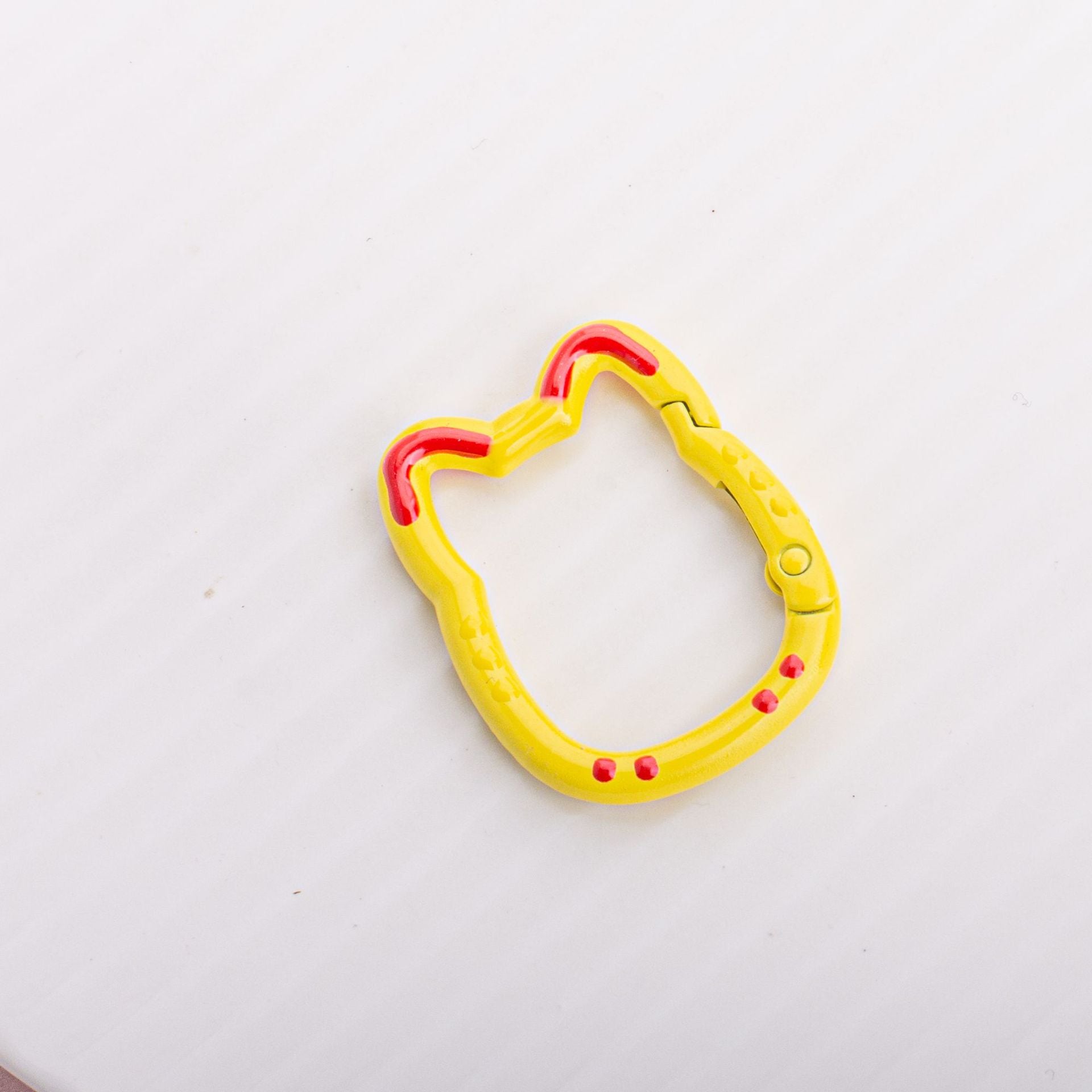 Wholesale Childlike Spring Buckle Double-sided Paint Hand-painted Colorful Lines Polka Dot Cat Alloy Keychain