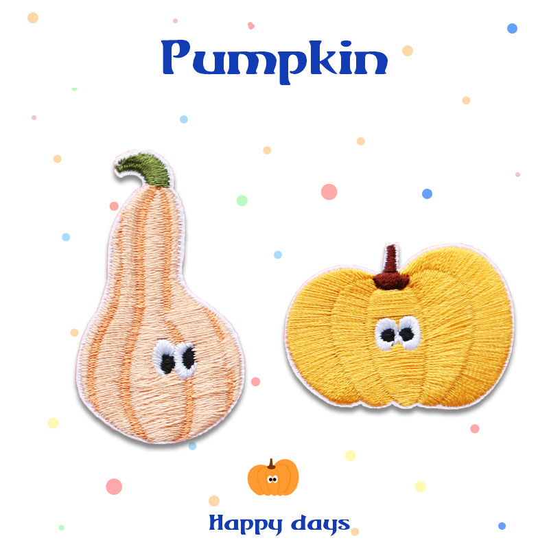 Wholesale Self-adhesive funny pumpkin embroidered patch FS