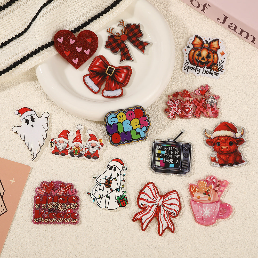 Wholesale 10pcs Cute cartoon Christmas acrylic Flatback