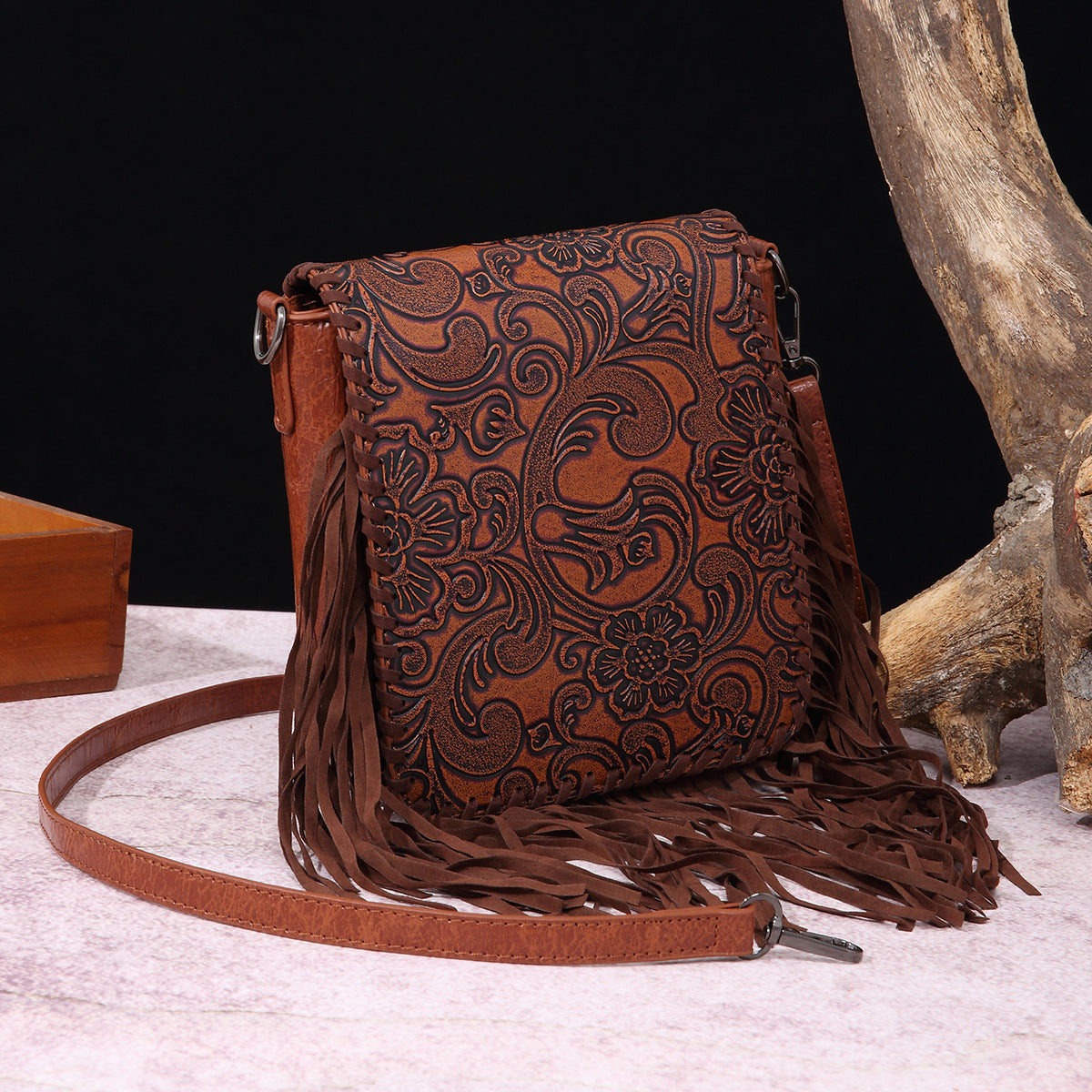 Wholesale Bohemian Aztec Leather Carved Shoulder Crossbody Bag