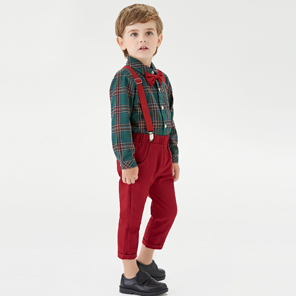 Wholesale Children's Cotton Long Sleeved Plaid Shirts and Gentlemen's Clothing