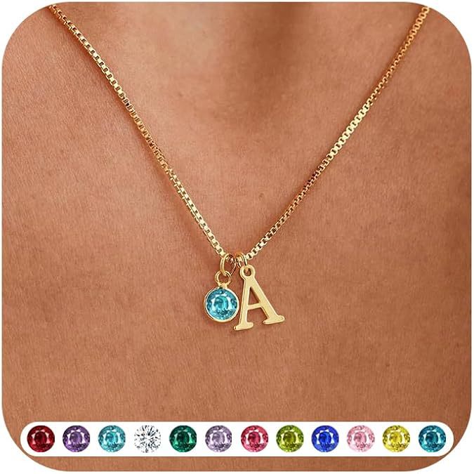 Wholesale New Women's Initial Birthstone Necklace 14K Gold-plated Letter Simple All-match Clavicle Chain