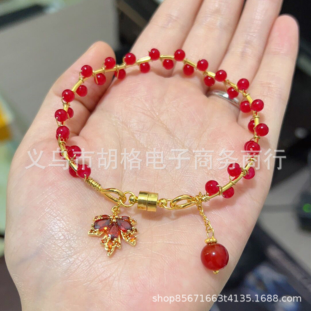 Wholesale New Chinese Style Red Maple Leaf Bracelet