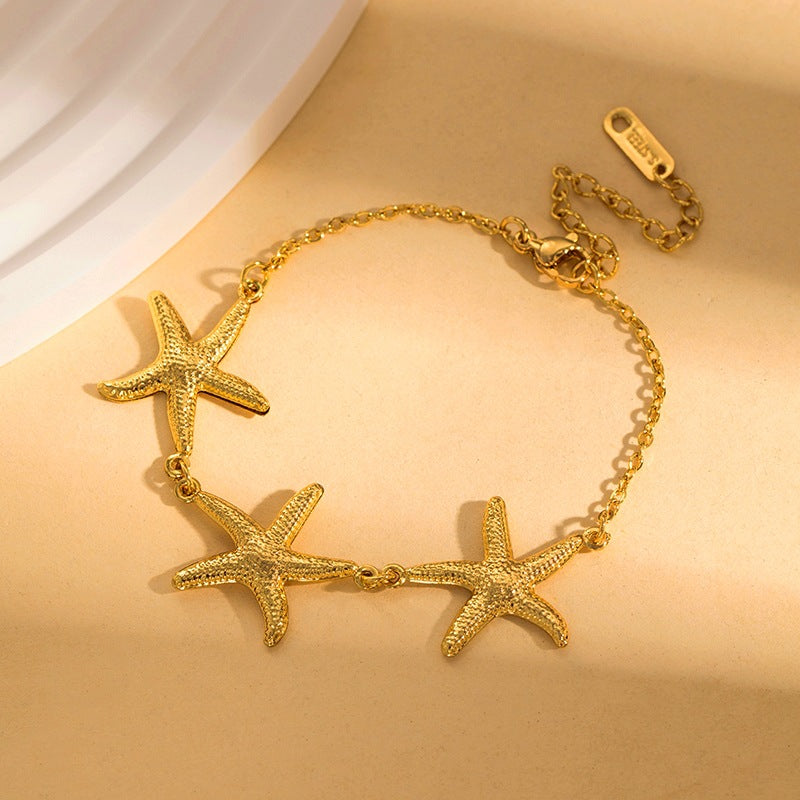 Wholesale Starfish Shell Bracelet Stainless Steel Non-Fading Hand Jewelry
