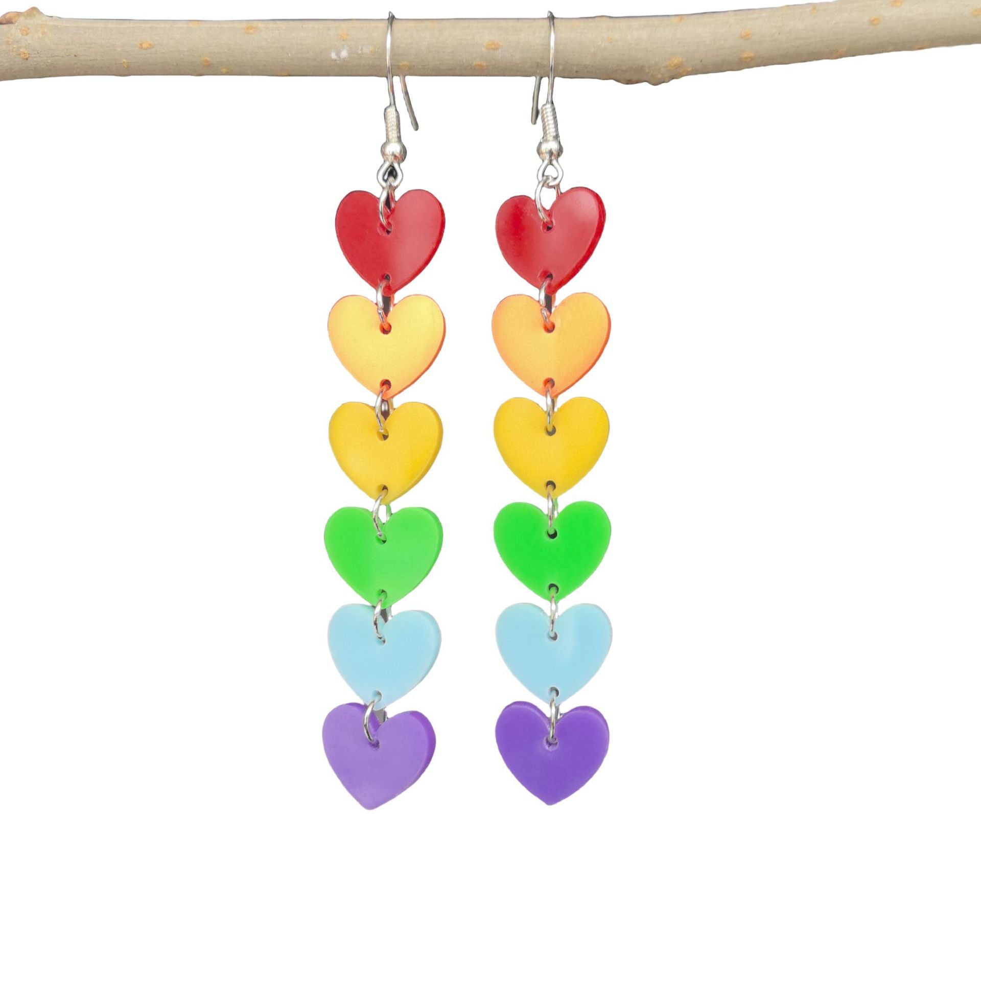Wholesale Rainbow six-color acrylic tassel heart flower arrow earrings