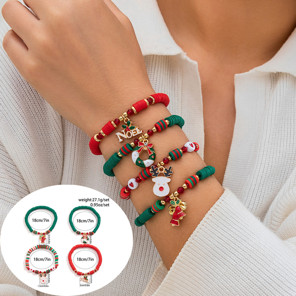 Wholesale Christmas letter contrasting bracelet Layered Bracelet Set