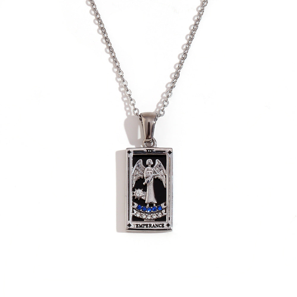 Wholesale Gold and silver Tarot card Stainless Steel Necklace