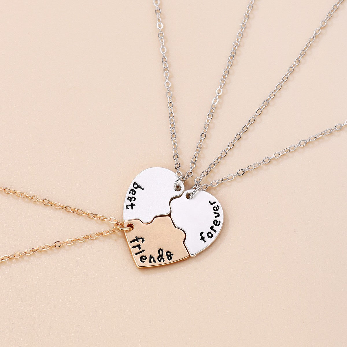 Wholesale Star Moon Three-person Chain  Splicing Round Pendant Set Necklace