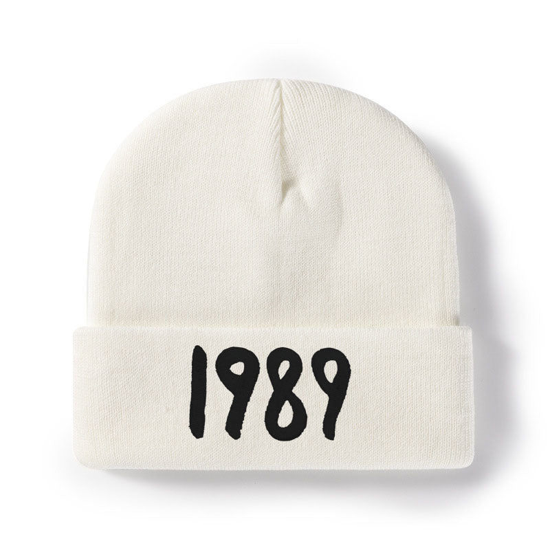 Wholesale Acrylic 1989 Embroidered Knitted Hat Warm Woolen Hat