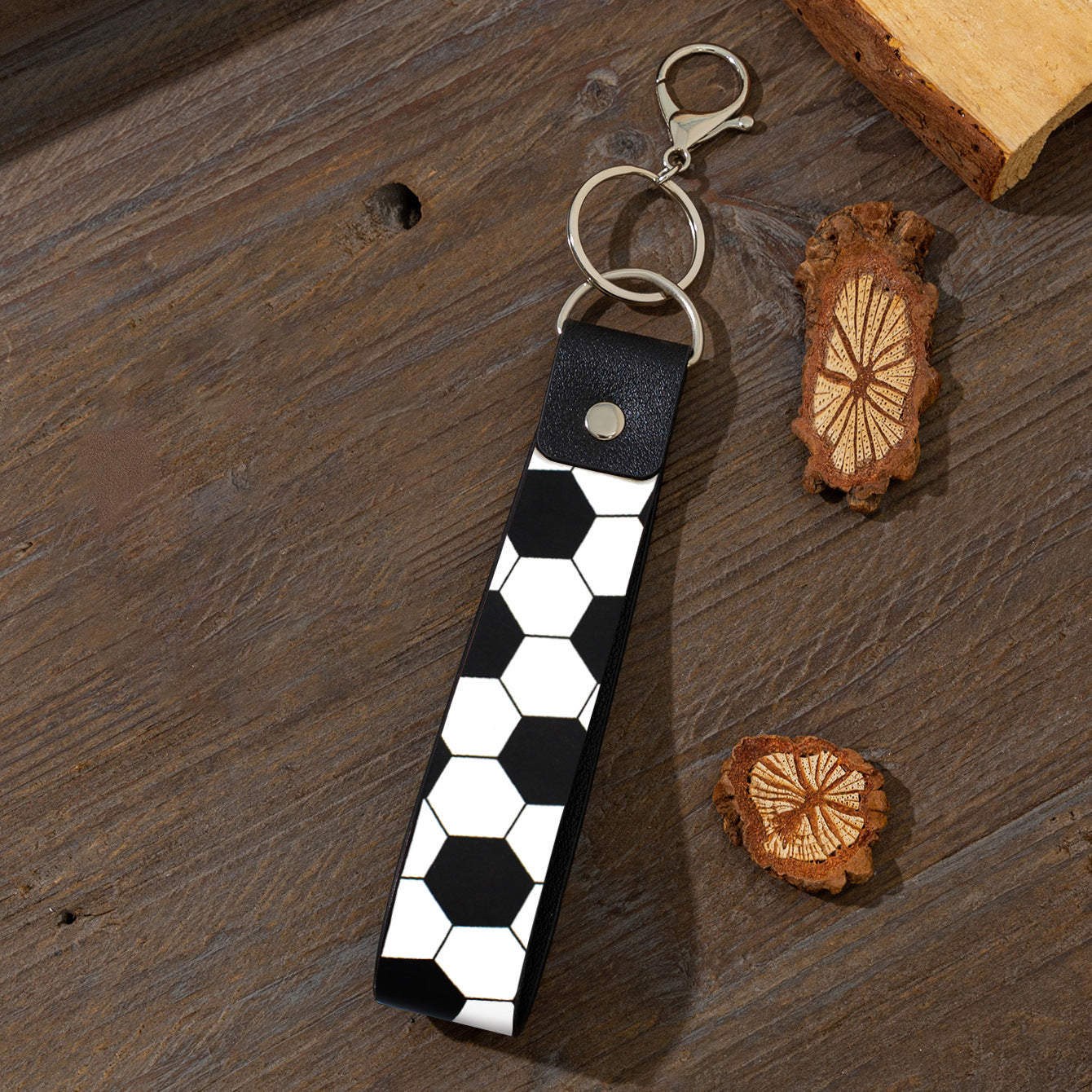 Wholesale Sports Style Rugby, Football, Basketball Pattern, Oil Edged Leather Keychain