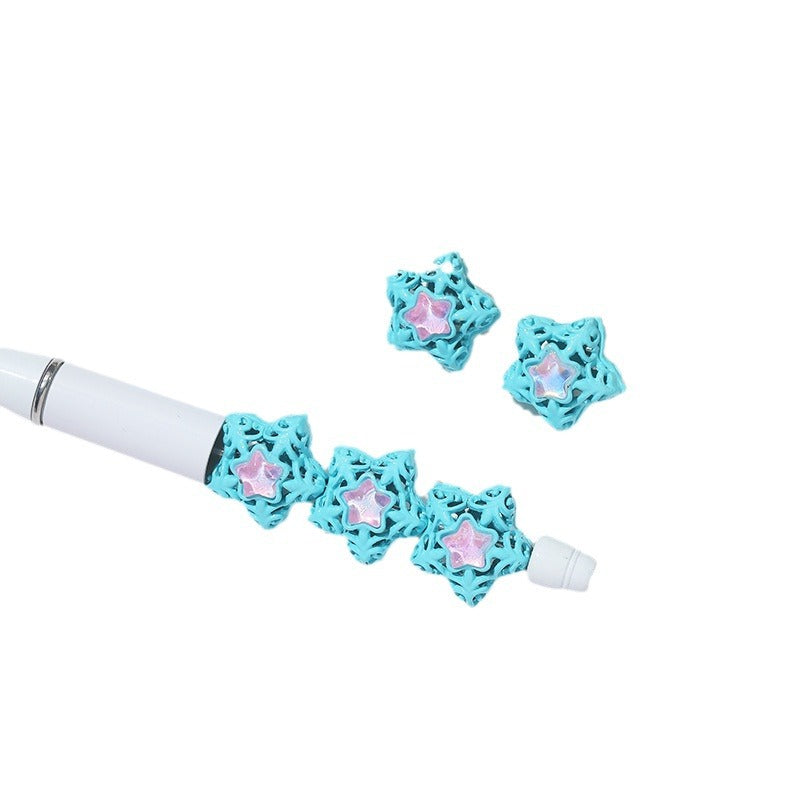 Wholesale 10pcs Alloy Five-pointed Star Hollow Straight Hole Beads