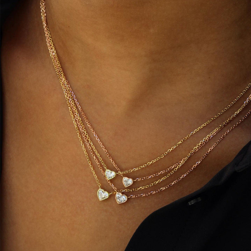 Wholesale Chic Geometric Layering Pendant Necklace With Artificial Crystal Copper Jewelry Accessory Everyday Gift And Boutique Resale
