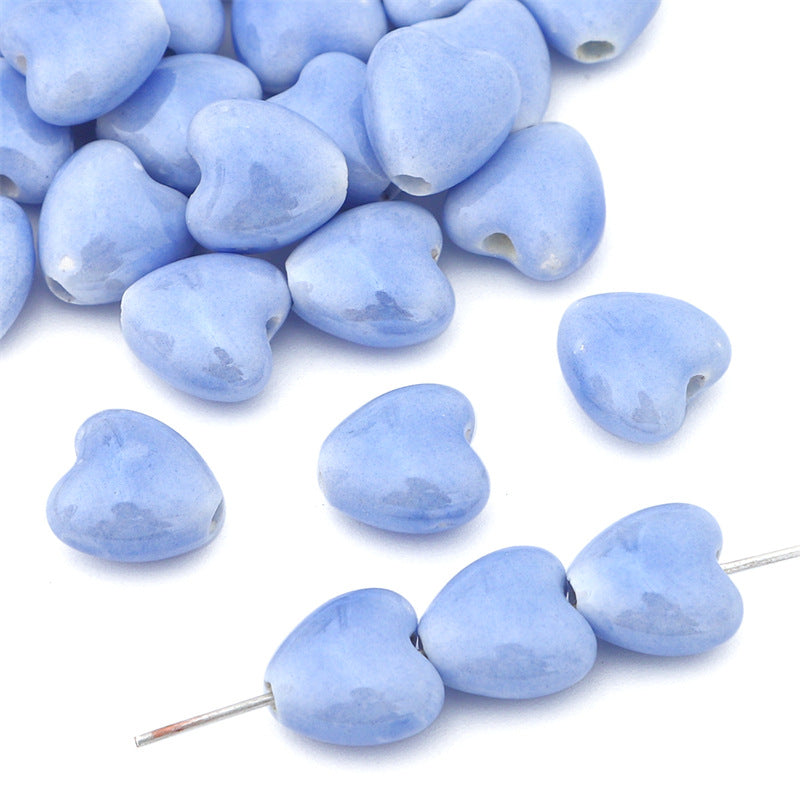 Cuentas de cerámica de corazón de durazno de 10 piezas al por mayor