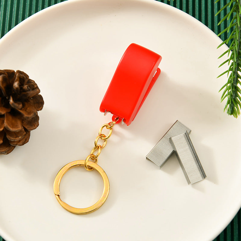 Wholesale Christmas Cute Cartoon Mini Stapler Student Small Stapler with Keychai