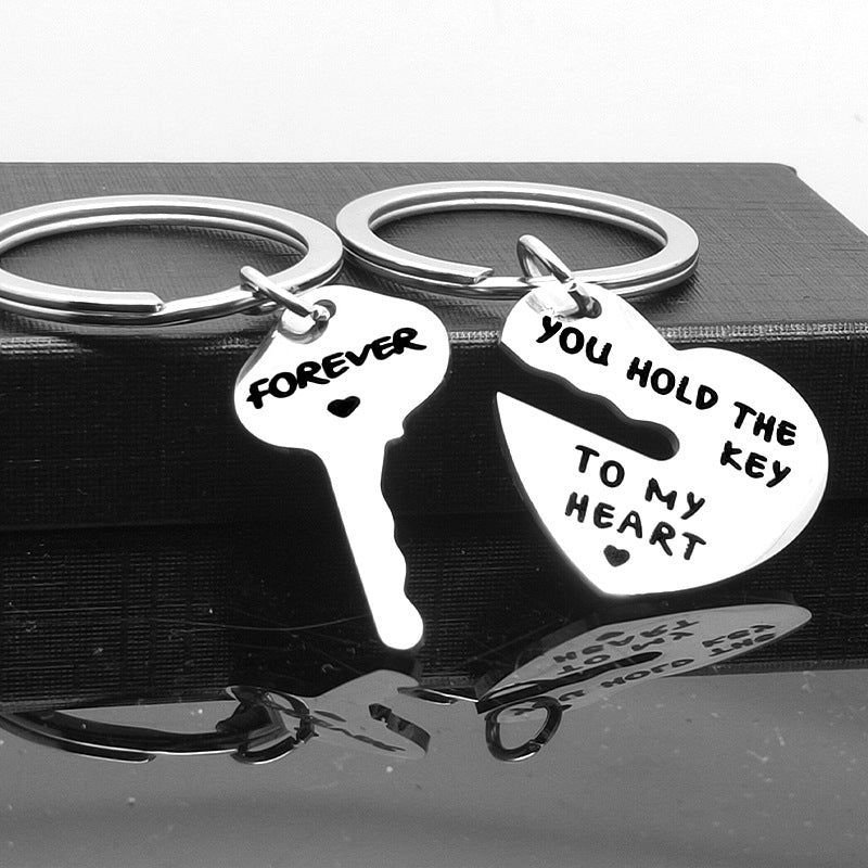 Wholesale Valentine's Day Gift Love Lock Puzzle Stainless Steel Engraving Keychain