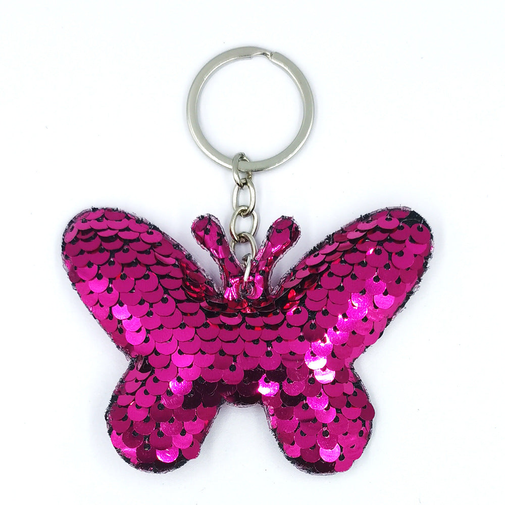 Wholesale Reflective Glossy Butterfly Sequin Bag Keychains