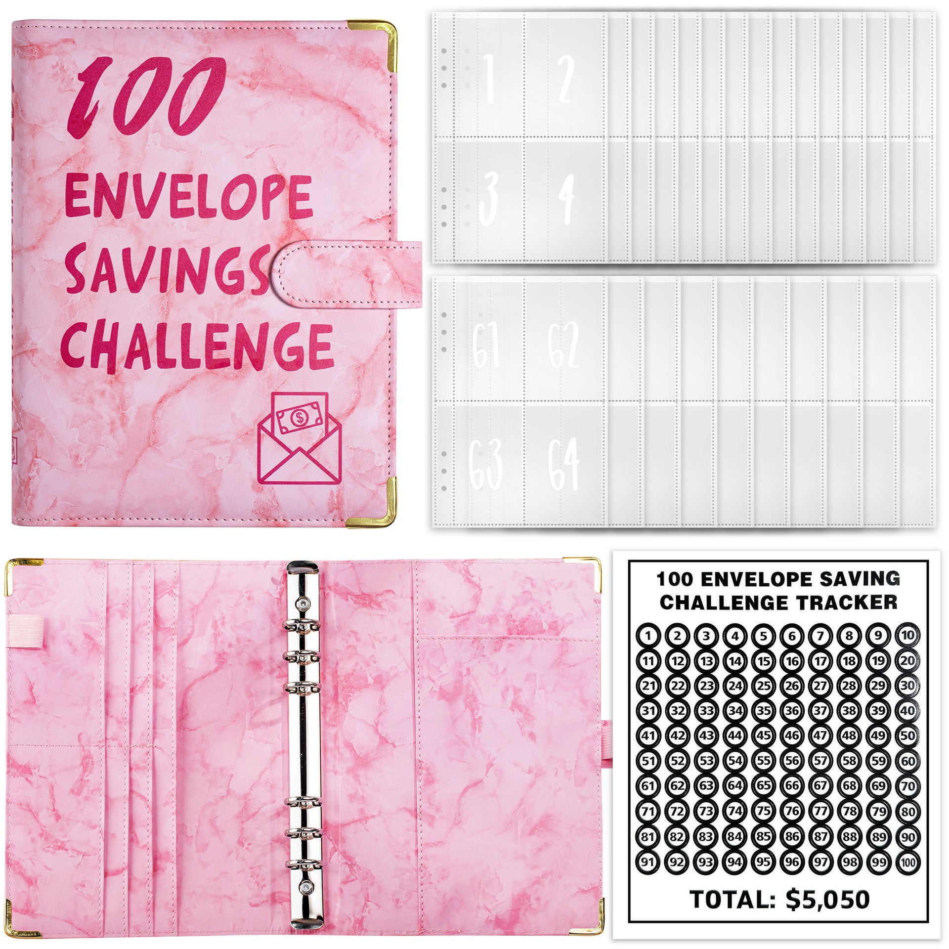 Wholesale 100 Envelope Challenge Couple Loose Page Savings Notebook