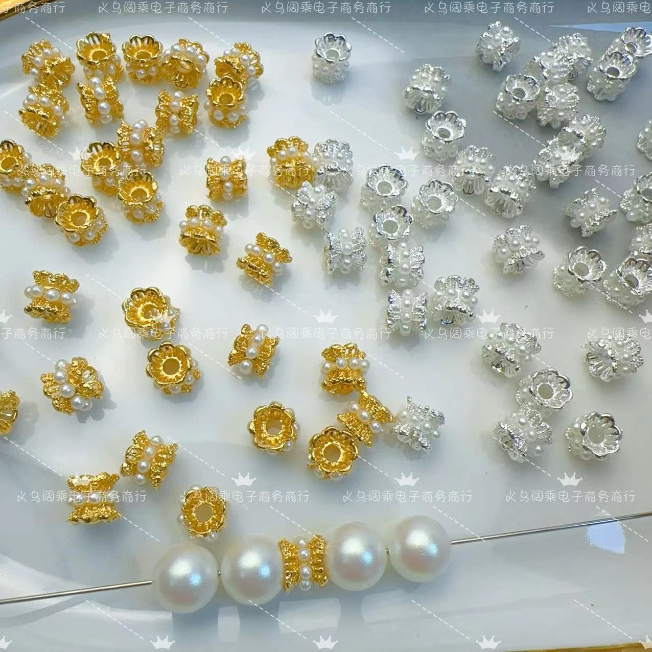 Wholesale 20pcs Ancient-plated hollowed-out small waisted golden double-sided torus spacer Beads