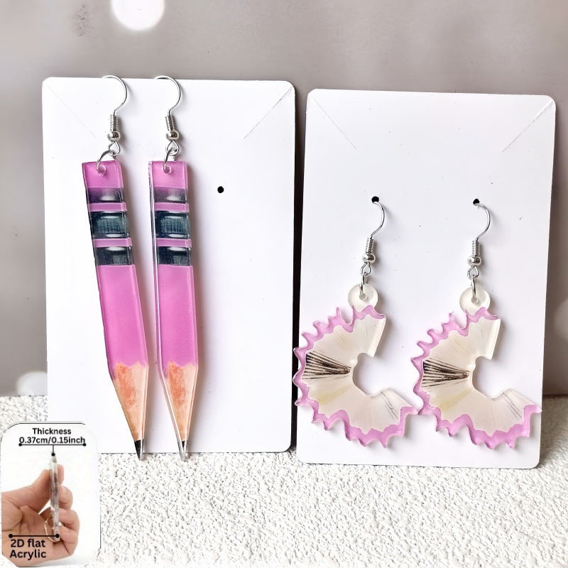 Wholesale Creative Pencil Shaped Acrylic Earrings For Girls Back To School Cute Fashion Jewelry Accessory Gift