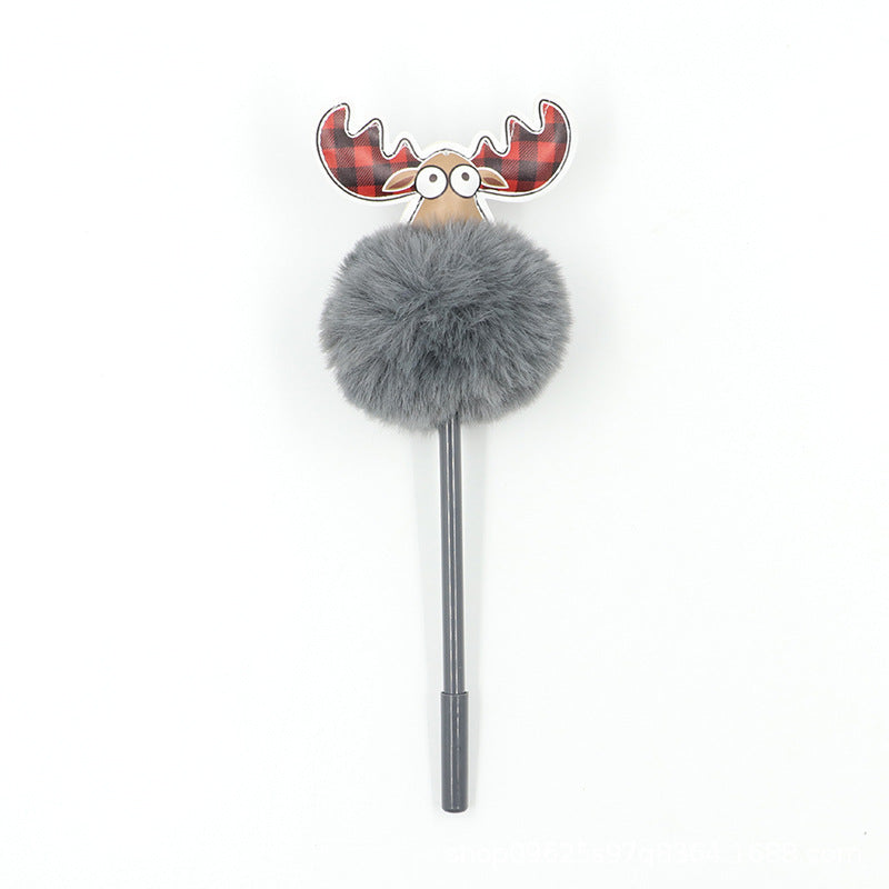 Wholesale Christmas Cartoon Shape Elk Hair Ball Pen