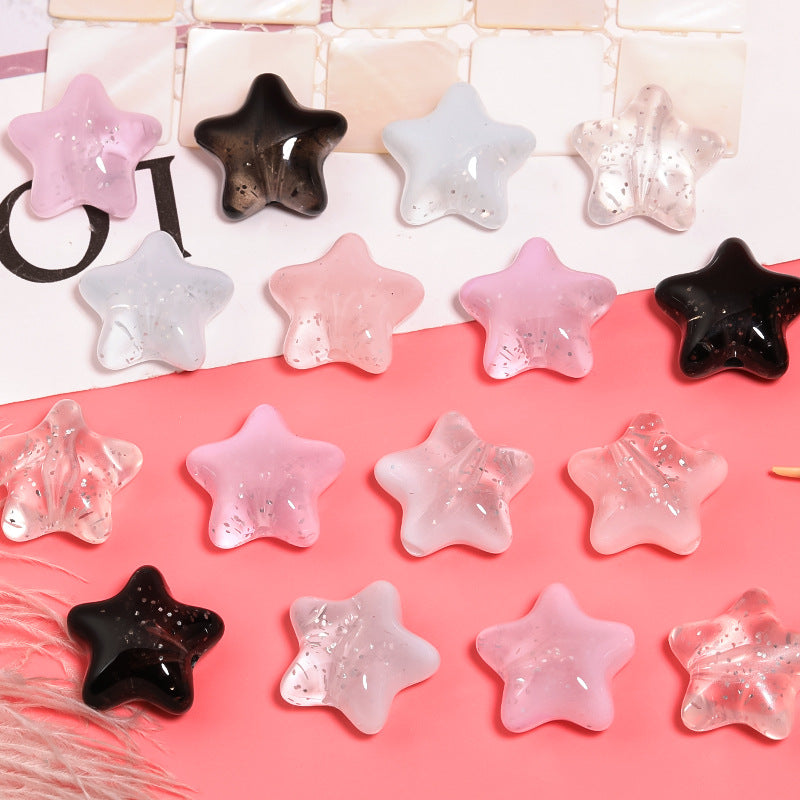 Wholesale 50pcs Gradient Color Sequins Five-pointed Star Transparent Love Acrylic Diy Beads