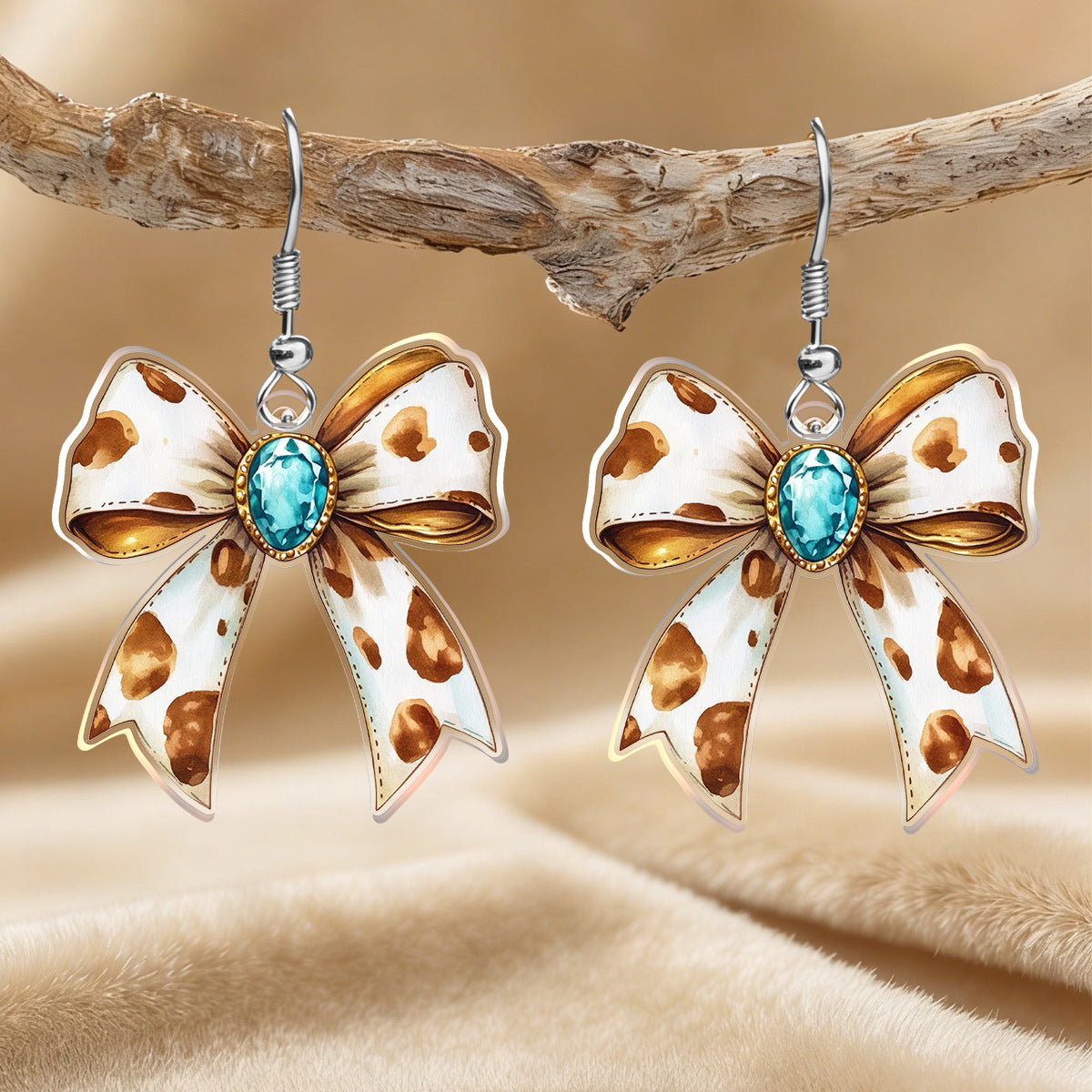Wholesale Modern Leopard Cow Print Bowknot Acrylic Pendant Earrings For Everyday Party Wear Boutique Resale