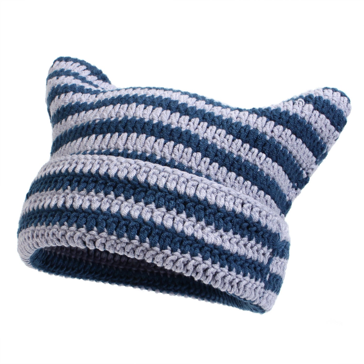 Wholesale Crochet Wool Cat Ears Striped Hat