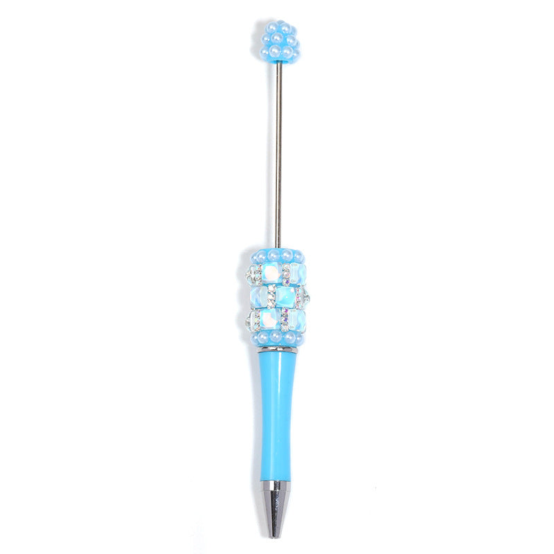 Wholesale  5pcs/pack Square diamond pearl bead pen,  multi-color plastic rotating ballpoint pen