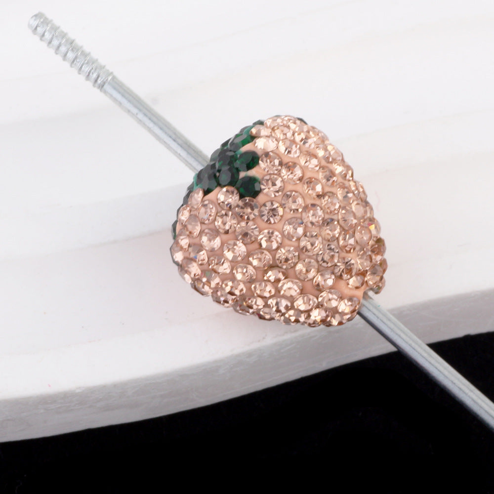 Wholesale 5pcs Colorful Strawberry Ball Diamond Ball Can Thread Straight Holes DIY Beads