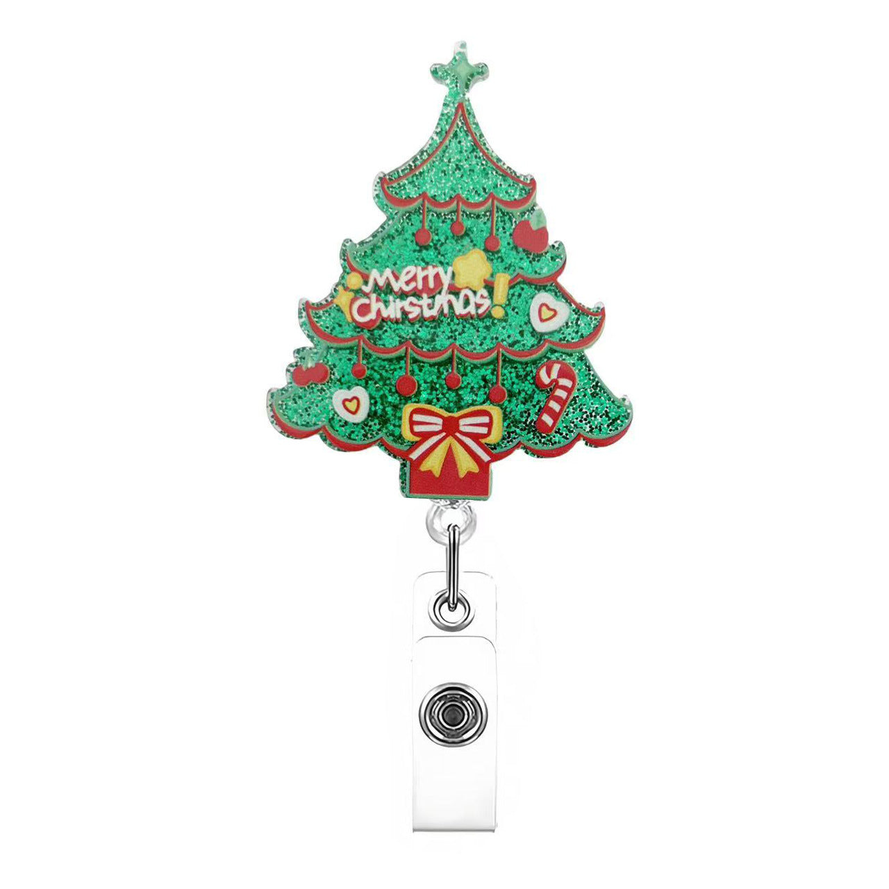 Wholesale Acrylic Christmas Cartoon Badge Clip Christmas Tree Clip Badge Reels