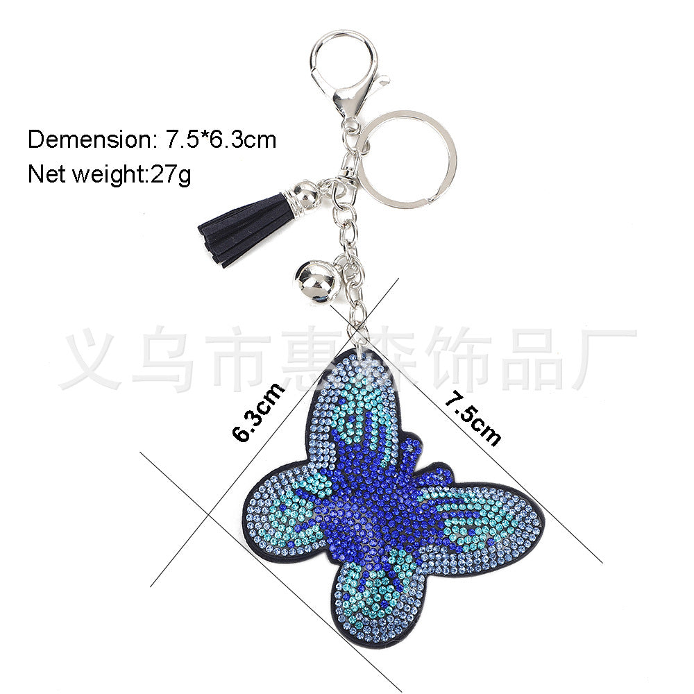 Wholesale 4pcs Creative  Color Diamond-encrusted Butterfly Keychain