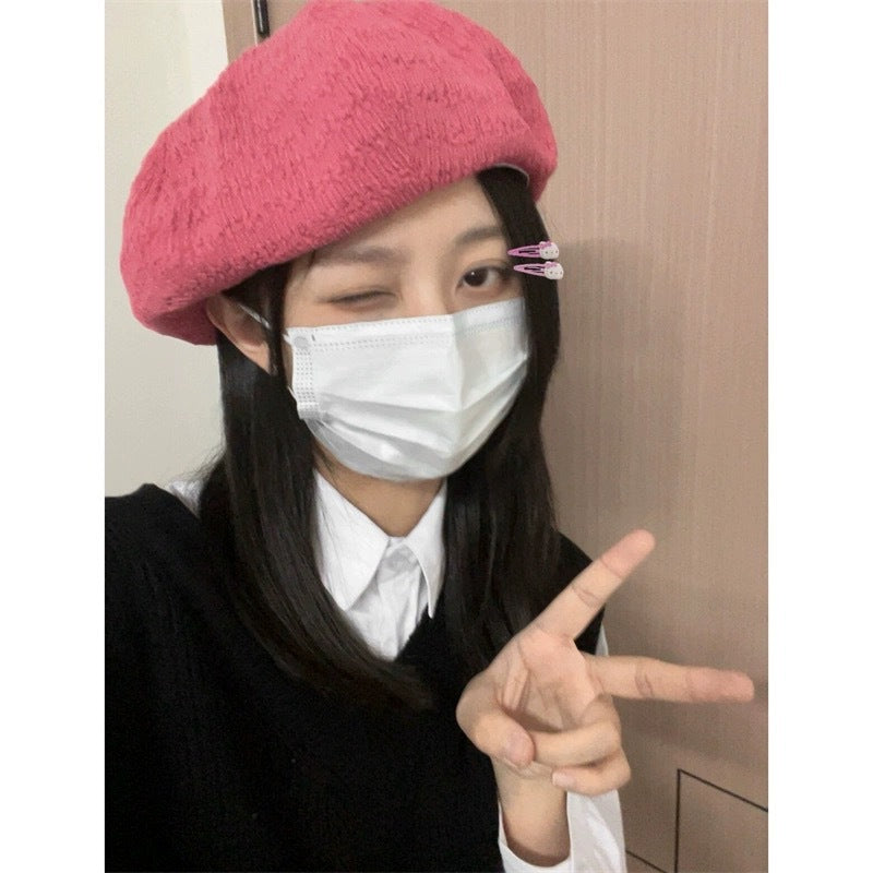 Wholesale Hot Girl Pink American Retro Cowboy Forward Cap Beret Peaked Cap