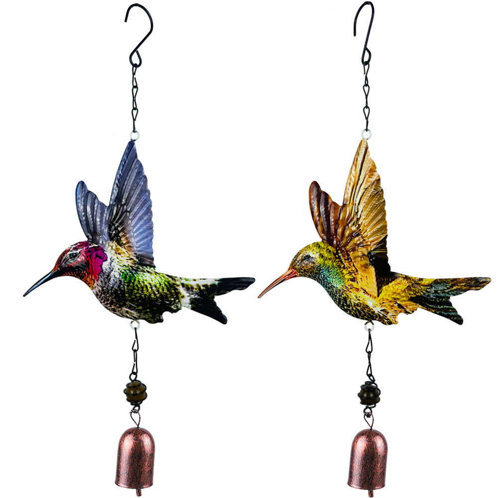 Wholesale Hummingbird wind chime metal iron print bird garden pendant