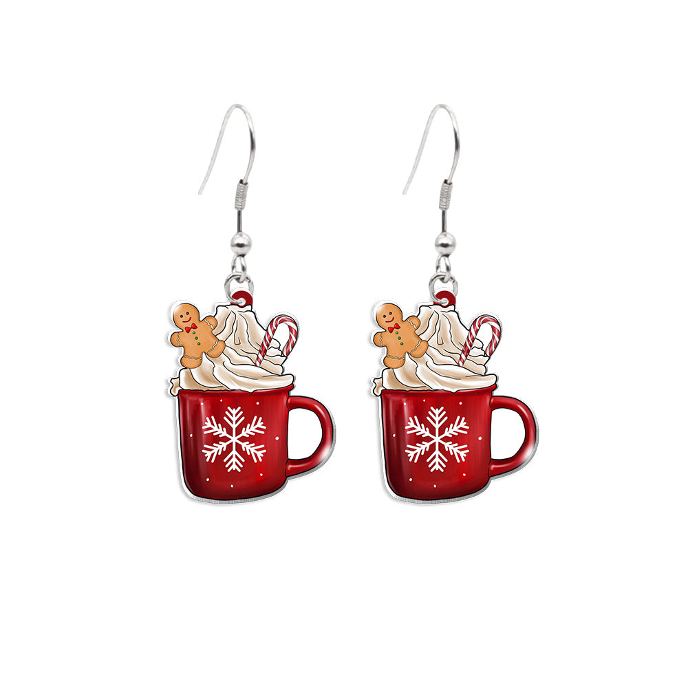 Wholesale Christmas Tea Cup Cake Cup Earrings