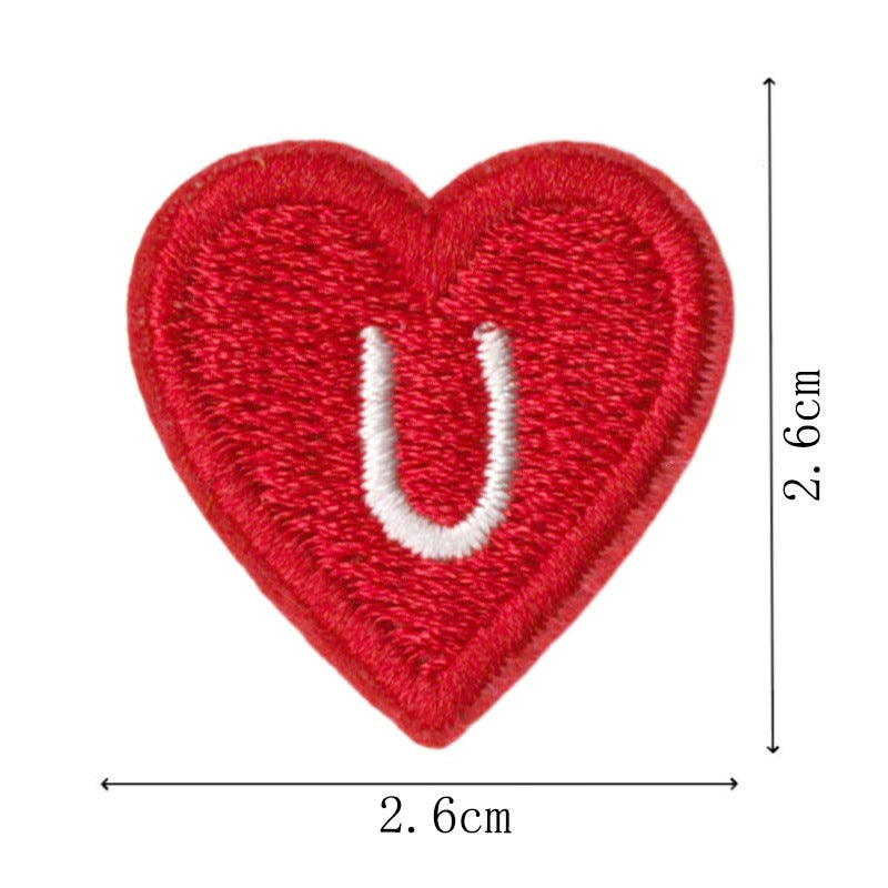 Wholesale 26 Piece Polyester Cotton Embroidered Letter And Heart Patches Colorful DIY Iron On Stickers For Clothing Bags Towels Craft Supply Gift