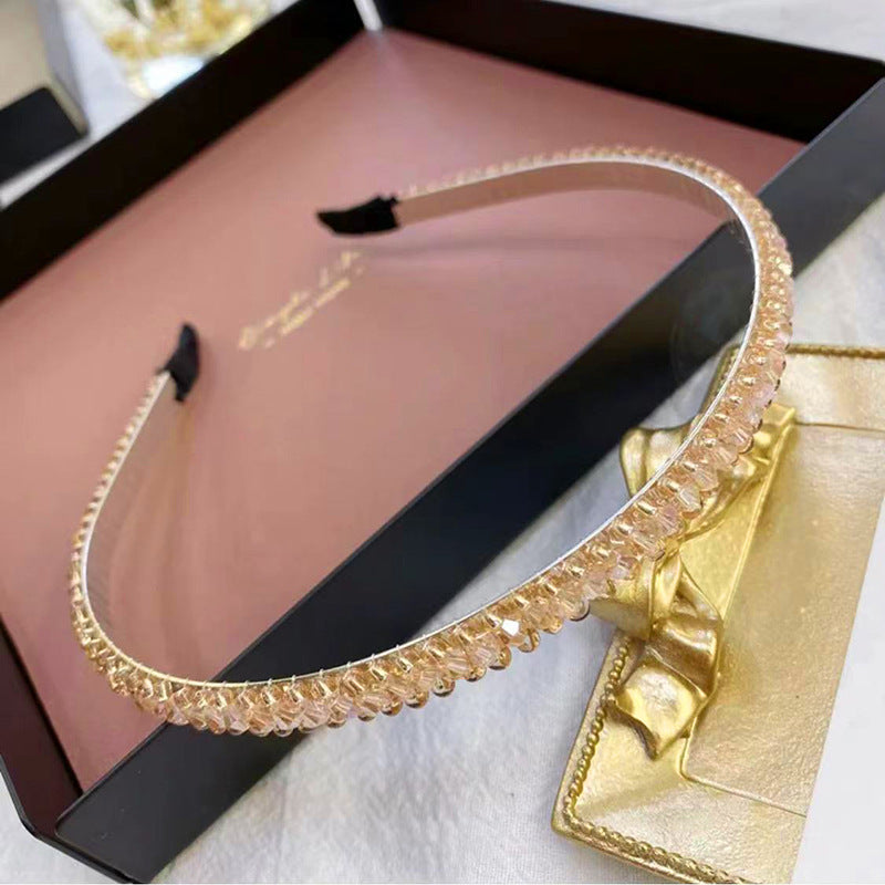 Wholesale Colorful Rhinestone Crystal Braided Thin Edge Headband