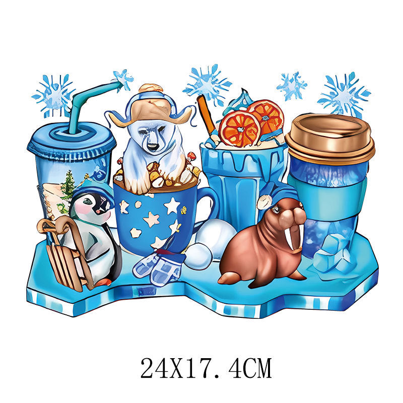 Wholesale Christmas snowman cartoon heat transfer  UV DTF Ready to Press Transfers Wraps