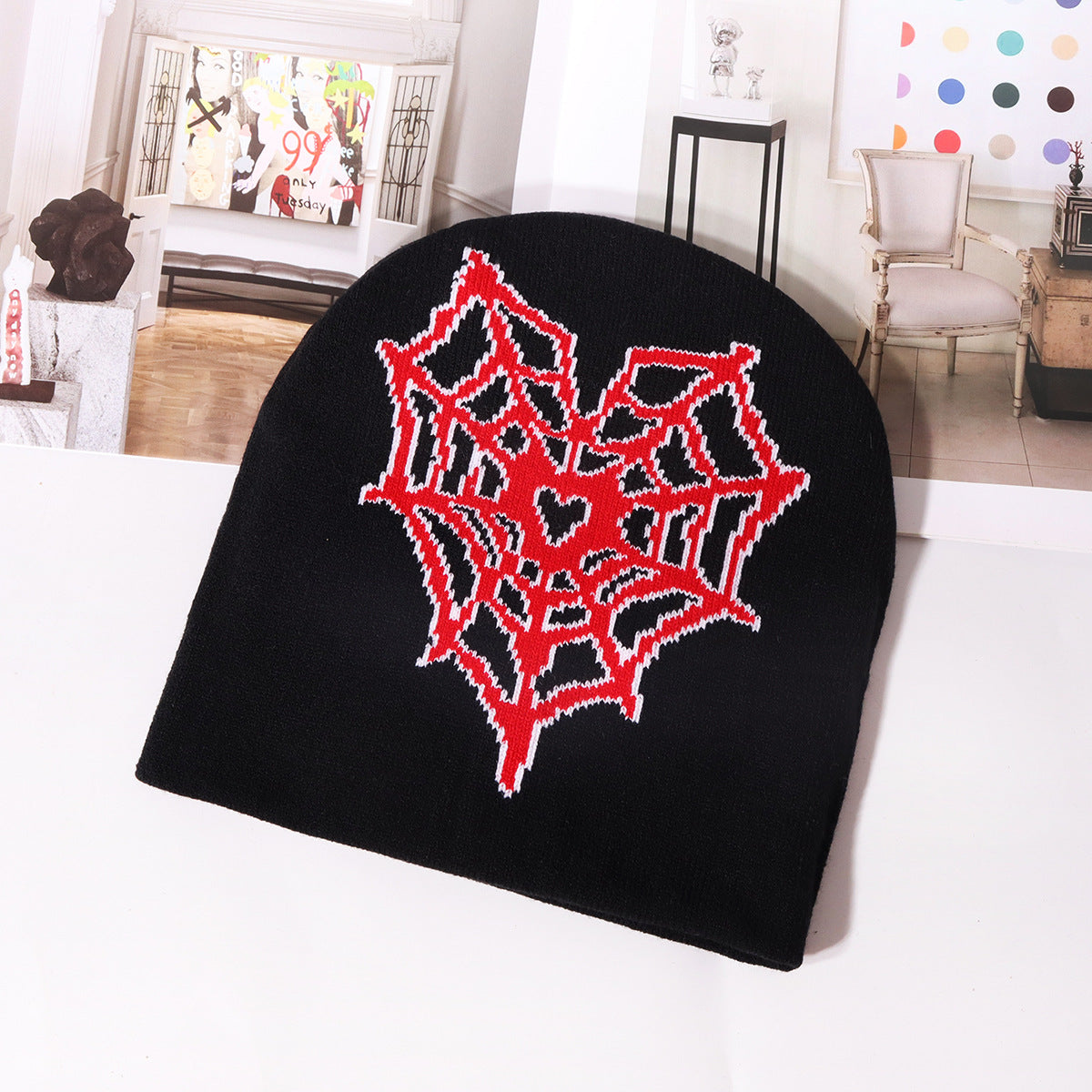 Wholesale Personality Trend Spider Web Pattern Jacquard Needle Warm Breathable Street Style Beanie