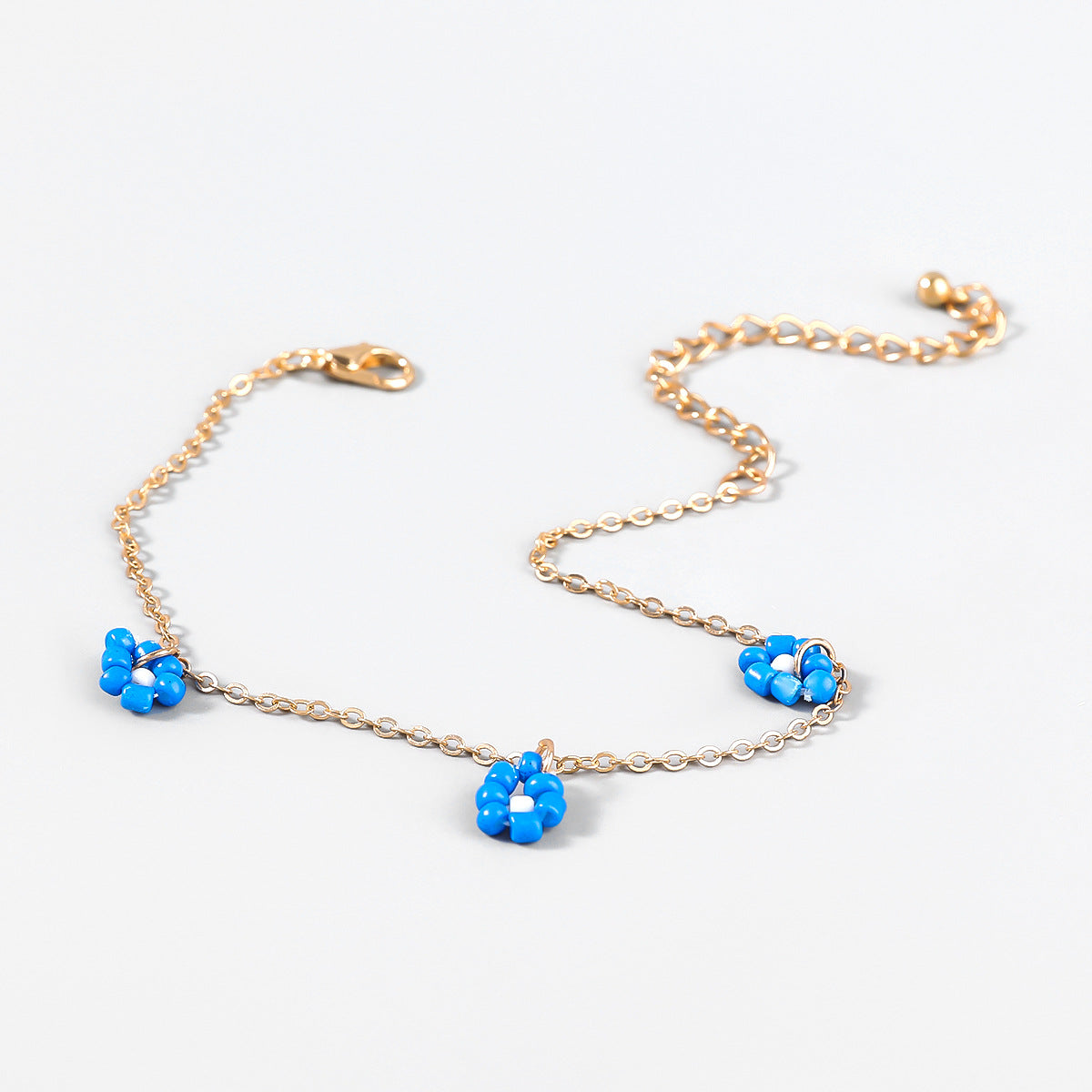 Wholesale Rice Beads Weaving Simple Flower Alloy Bracelet